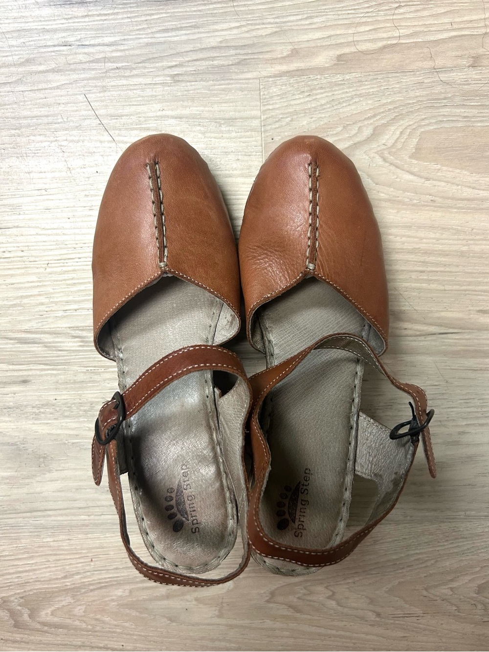 Spring Step Mary Jane Clogs Women 39 US 8.5 Brown Leather Heels Comfort Casual - Picture 10 of 12